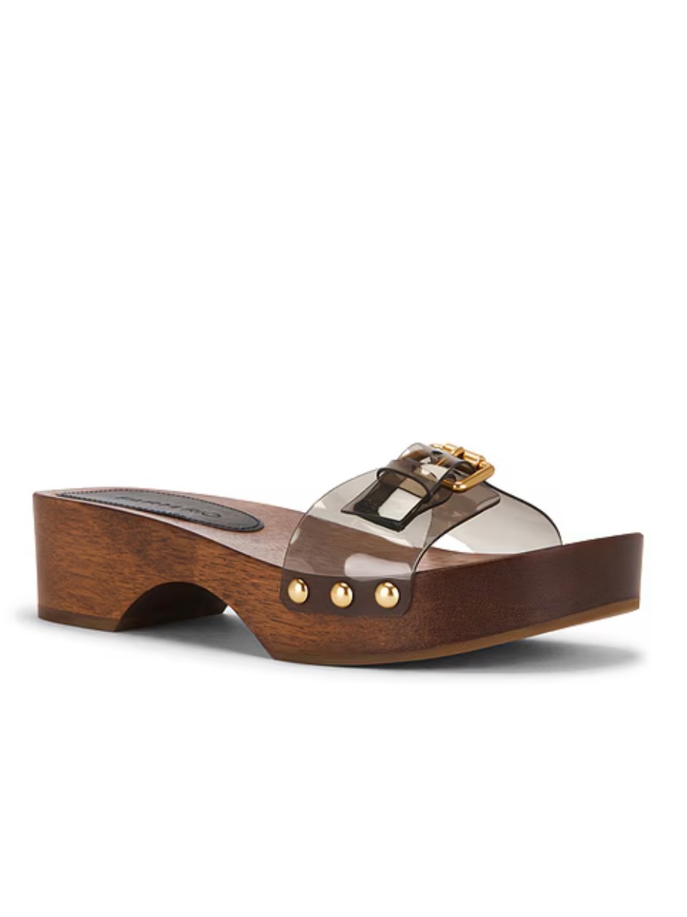 Farm Rio Jelly Clogs Black Clear Strap Wooden Slides sandals Revolve 6.5